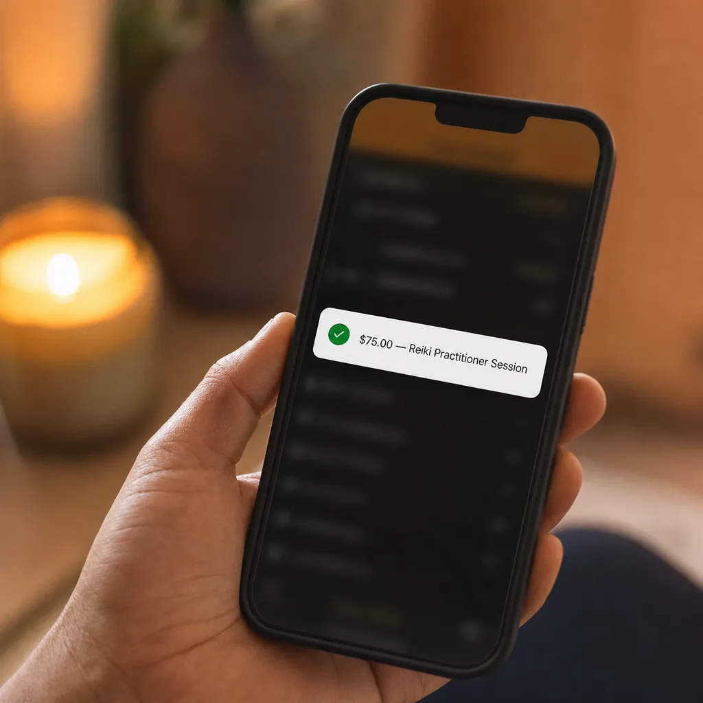 Your first paid session: payment received on the reader's phone